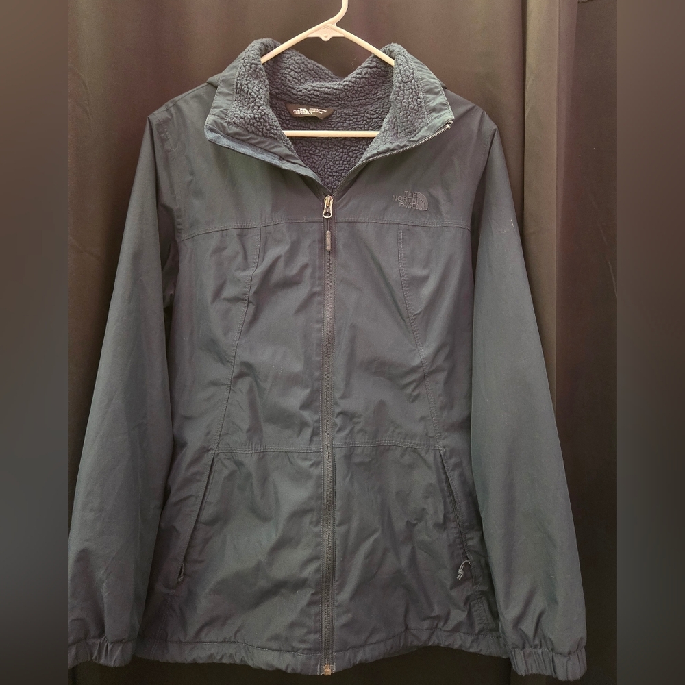 The North Face Louisa Navy Blue Fleece Lined Rain Jacket - Size Large